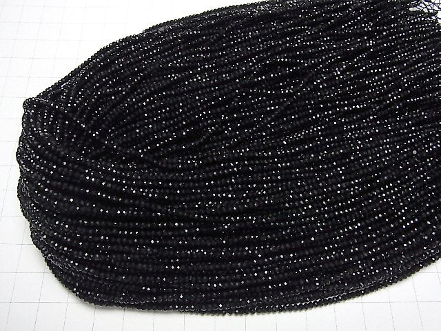 [Video]High Quality! Onyx AAA Faceted Button Roundel 2x2x1.5mm 1strand beads (aprx.15inch/38cm)