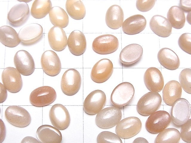 [Video] Peach Moonstone AAA Oval Cabochon 7x5mm 10pcs