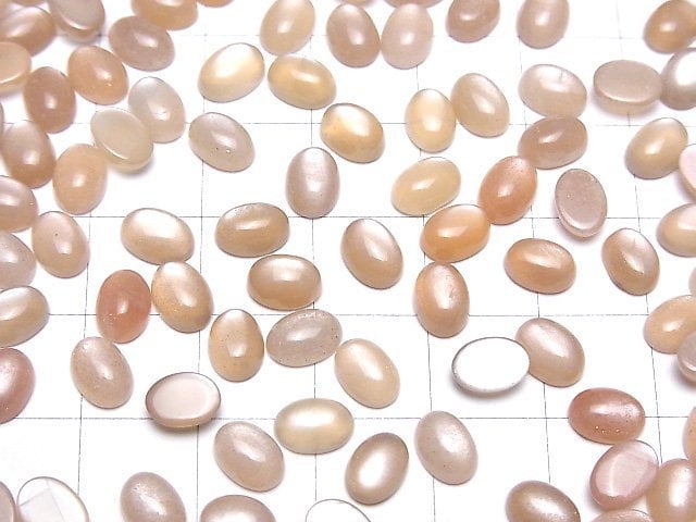 [Video] Peach Moonstone AAA Oval Cabochon 7x5mm 10pcs