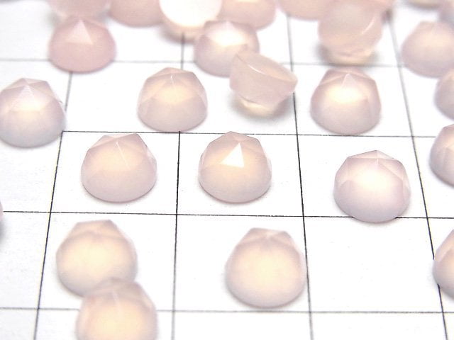 [Video] Pink Chalcedony AAA Round Cabochon Rose Cut 6x6mm 5pcs