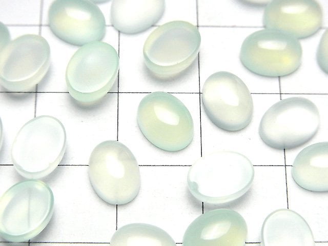 [Video] Mint Green Chalcedony AAA Oval Cabochon 8x6mm 10pcs