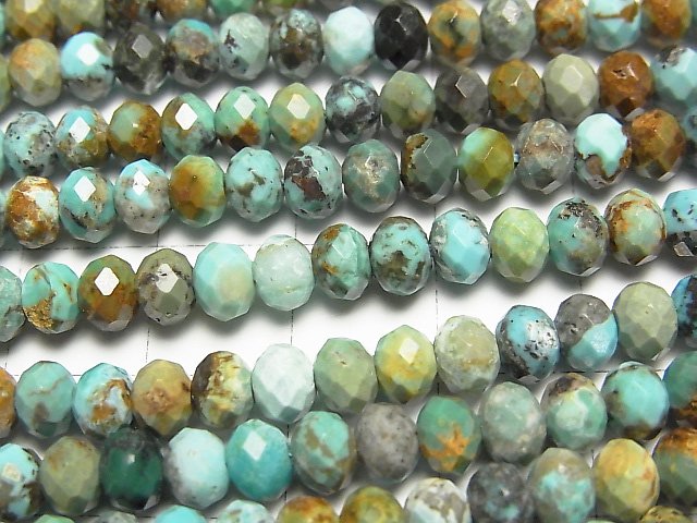 [Video]High Quality! Turquoise AA Faceted Button Roundel 5.5x5.5x4mm half or 1strand beads (aprx.15inch/37cm)