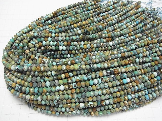 [Video]High Quality! Turquoise AA Faceted Button Rondelle 5.5x5.5x4mm half or 1strand beads (aprx.15inch/37cm)