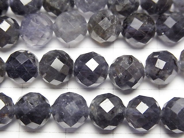 [Video]High Quality! Iolite AA 64Faceted Round 7.5mm half or 1strand beads (aprx.15inch/36cm)