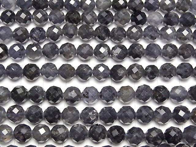 [Video]High Quality! Iolite AA 64Faceted Round 7.5mm half or 1strand beads (aprx.15inch/36cm)