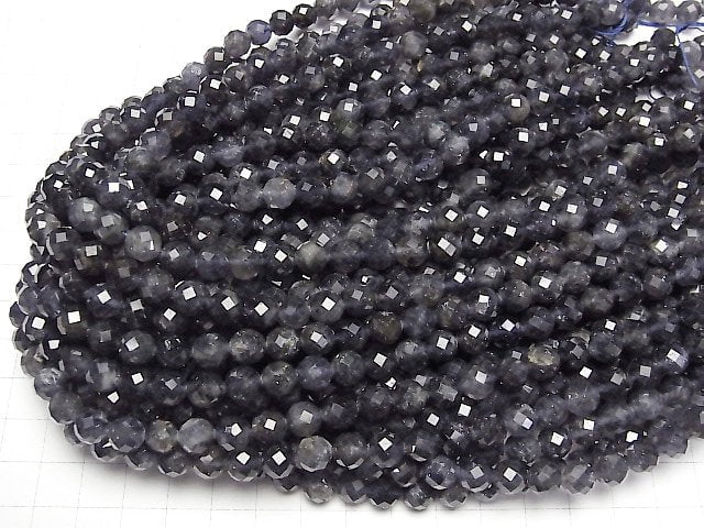 [Video]High Quality! Iolite AA 64Faceted Round 7.5mm half or 1strand beads (aprx.15inch/36cm)