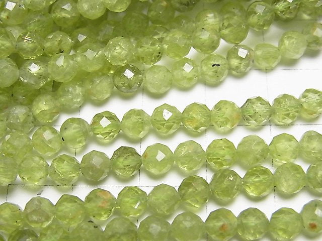 [Video]High Quality! Peridot AA Faceted Round 4.5mm 1strand beads (aprx.15inch/37cm)