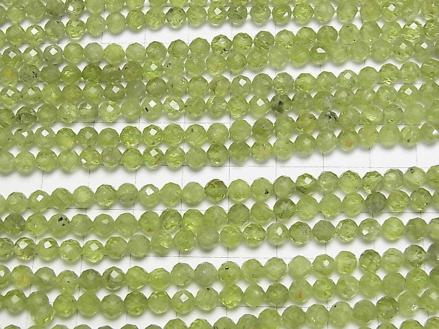 [Video]High Quality! Peridot AA Faceted Round 4.5mm 1strand beads (aprx.15inch/37cm)