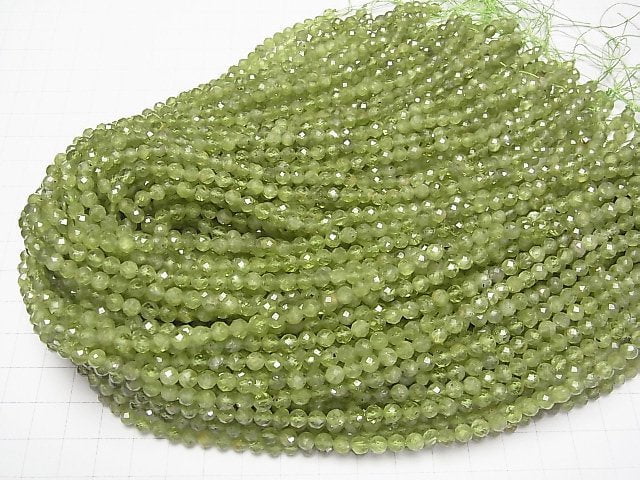 [Video]High Quality! Peridot AA Faceted Round 4.5mm 1strand beads (aprx.15inch/37cm)