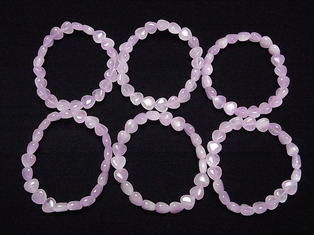 [Video]Kunzite AAA- Vertical Hole Heart Shape 9-10.5mm Bracelet