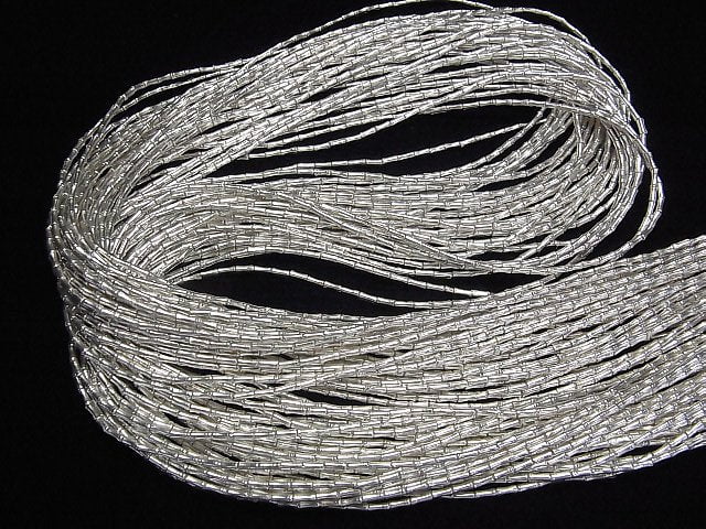 Karen Silver Tube 4x1x1.5mm White Silver half or 1strand beads (aprx.26inch/64cm)