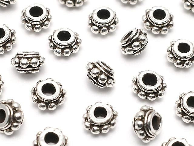 Silver925  Rondelle 5.5x5.5x3mm Oxidized Finish  2pcs