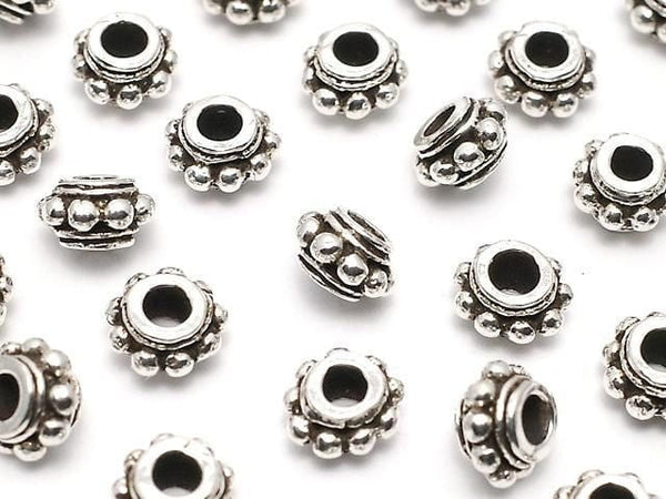 Silver925 Rondelle Daisy 5.5x5.5x3mm Oxidized Finish 2pcs
