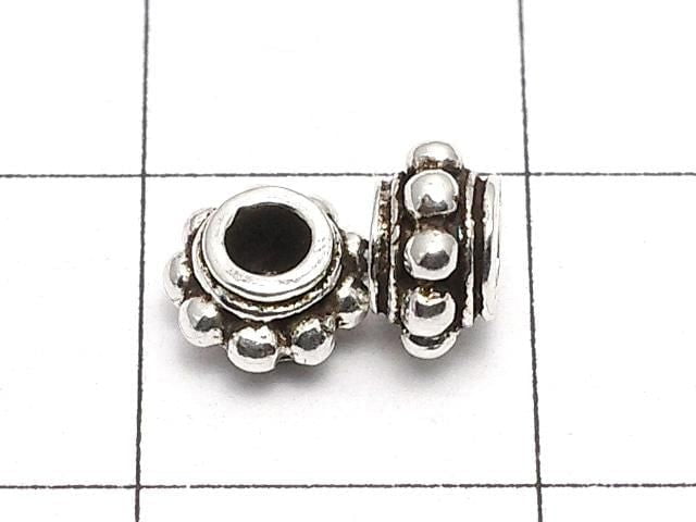 Silver925  Rondelle 5.5x5.5x3mm Oxidized Finish  2pcs