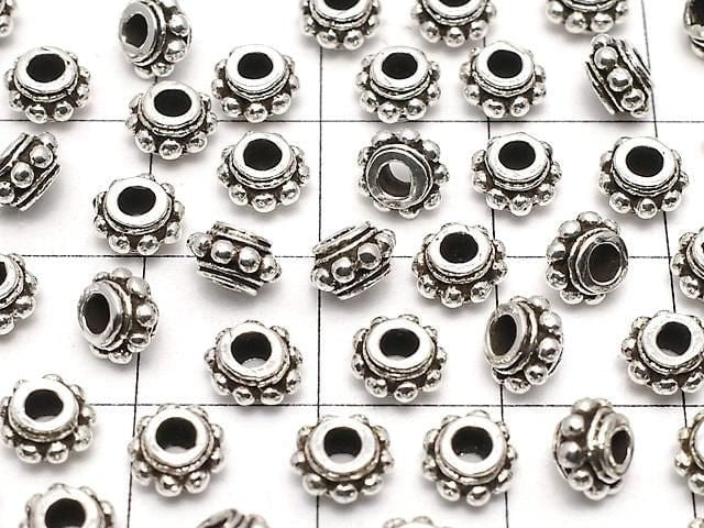 Silver925 Rondelle Daisy 5.5x5.5x3mm Oxidized Finish 2pcs