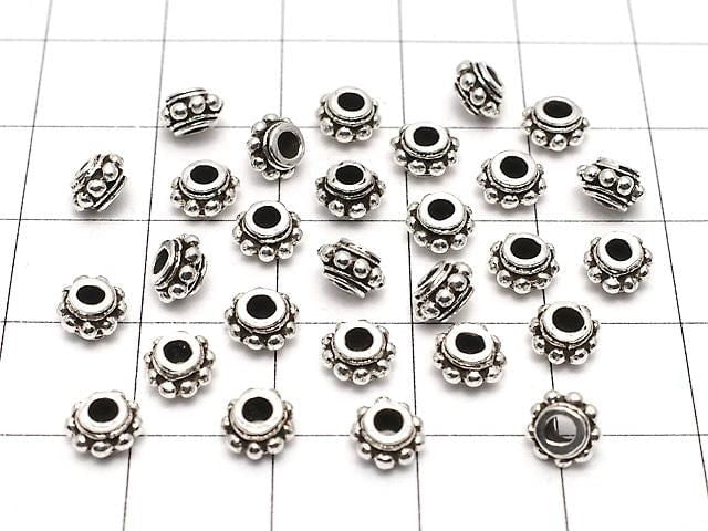 Silver925 Rondelle Daisy 5.5x5.5x3mm Oxidized Finish 2pcs