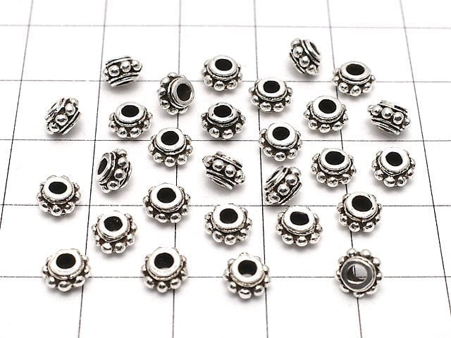 Silver925 Roundel Daisy5.5x5.5x3mm Oxidized Finish 2pcs