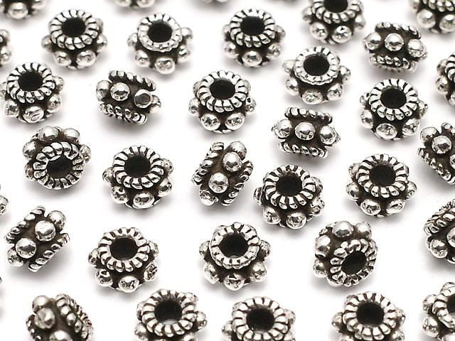 Silver 925 Rondelle Daisy 5x5x3mm Oxidized Finish 3pcs