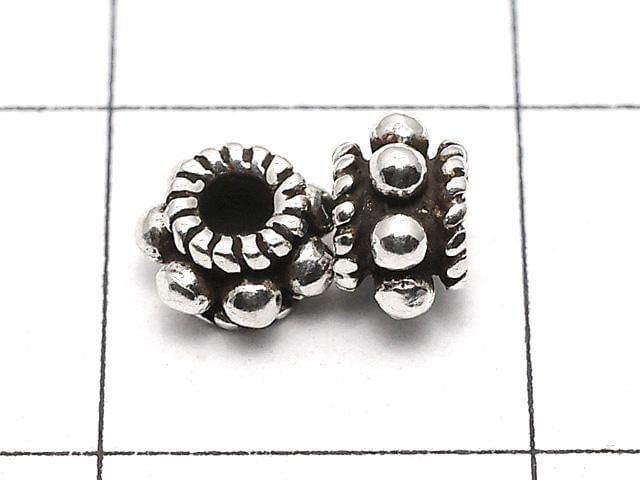 Silver 925 Rondelle Daisy 5x5x3mm Oxidized Finish 3pcs