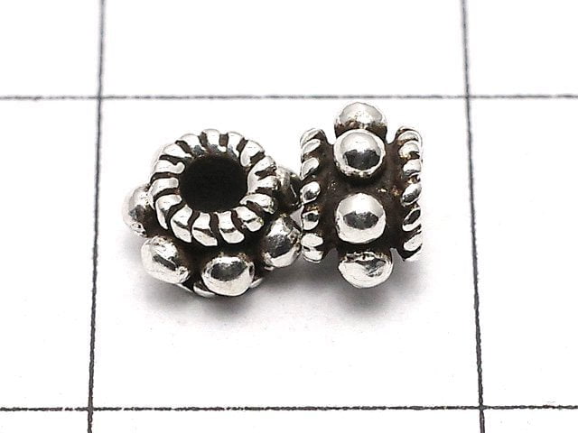 Silver925 Roundel Daisy5x5x3mm Oxidized Finish 4pcs