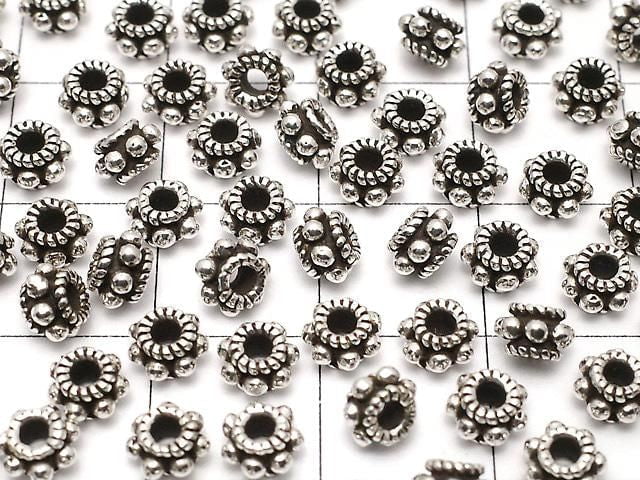 Silver 925 Rondelle Daisy 5x5x3mm Oxidized Finish 3pcs