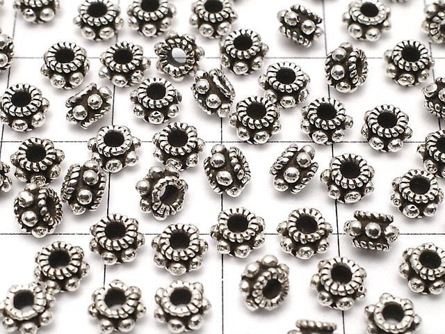 Silver925 Roundel Daisy5x5x3mm Oxidized Finish 4pcs