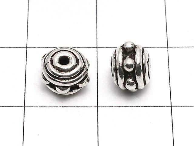 Silver925  Rondelle 7.5x7.5x5mm Oxidized Finish  1pc