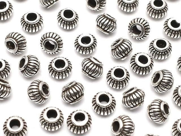 Silver925  Rondelle 3.5x4.5x4.5mm Oxidized Finish  5pcs