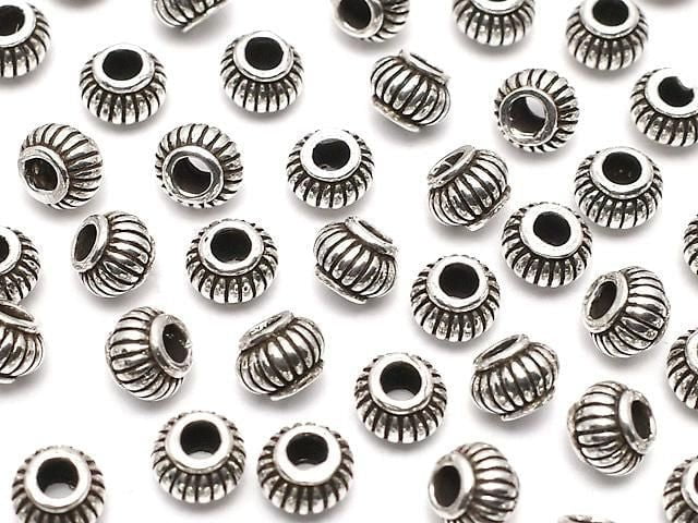 Silver925  Rondelle 3.5x4.5x4.5mm Oxidized Finish  5pcs