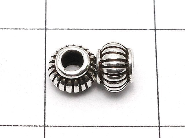 Silver925  Roundel 3x4.5x4.5mm Oxidized Finish  5pcs