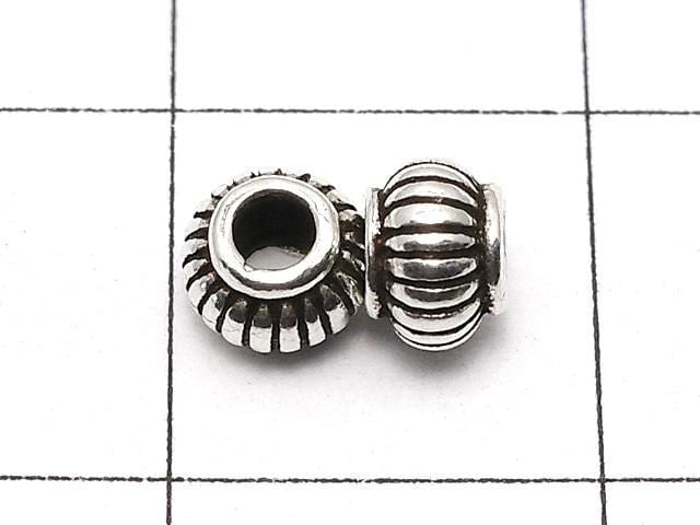 Silver925  Rondelle 3.5x4.5x4.5mm Oxidized Finish  5pcs
