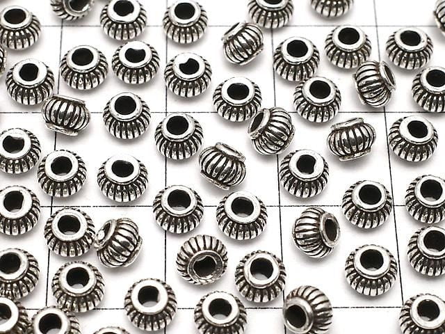 Silver925  Rondelle 3.5x4.5x4.5mm Oxidized Finish  5pcs