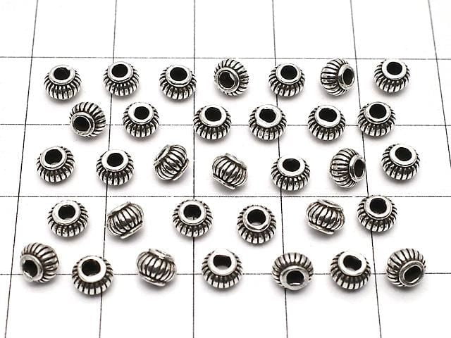 Silver925  Rondelle 3.5x4.5x4.5mm Oxidized Finish  5pcs