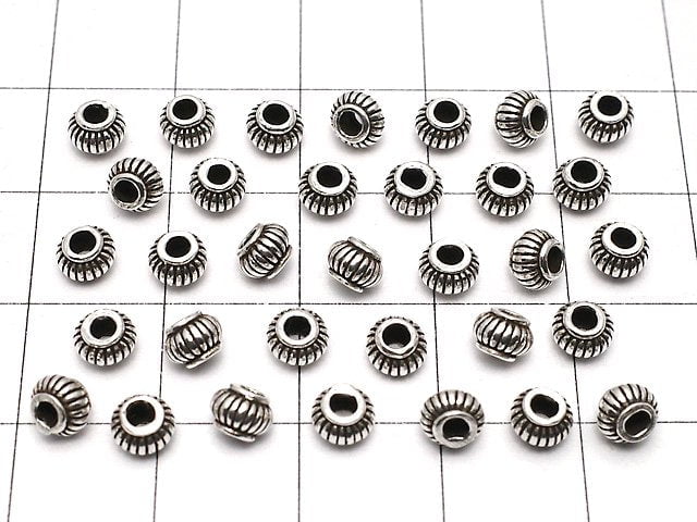 Silver925  Roundel 3x4.5x4.5mm Oxidized Finish  5pcs