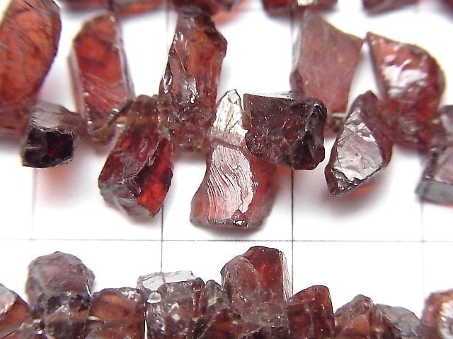 [Video] Mozambique Garnet AA++ Rough Slice Faceted Top Side Drilled Hole 1strand beads (aprx.7inch/18cm)