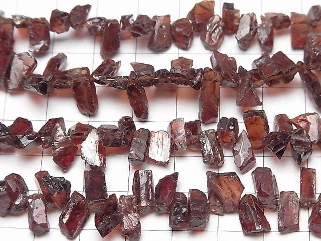 [Video] Mozambique Garnet AA++ Rough Slice Faceted Top Side Drilled Hole 1strand beads (aprx.7inch/18cm)