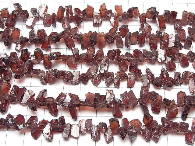 [Video] Mozambique Garnet AA++ Rough Slice Faceted Top Side Drilled Hole 1strand beads (aprx.7inch/18cm)