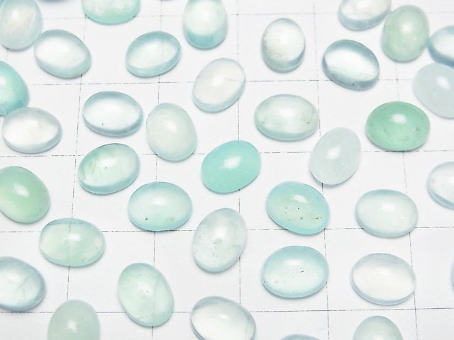 [Video]High Quality Peruvian Blue Opal AAA- Loose stone Oval Cabochon 8x6mm 2pcs