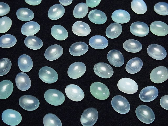 [Video]High Quality Peruvian Blue Opal AAA- Loose stone Oval Cabochon 8x6mm 2pcs