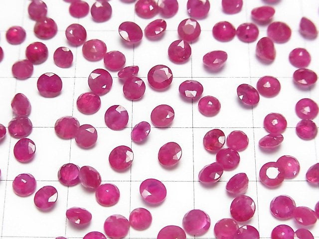 [Video]High Quality Ruby AAA- Loose stone Round Faceted 4x4mm 2pcs