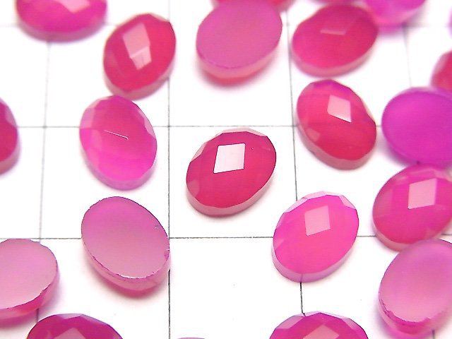 [Video] Fuchsia Pink Chalcedony AAA- Oval Faceted Cabochon 8x6mm 5pcs