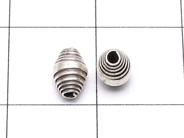 Karen Silver Patterned Roundel 6x4x4mm Oxidized Finish 3pcs