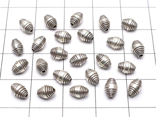 Karen Silver Patterned Roundel 6x4x4mm Oxidized Finish 3pcs