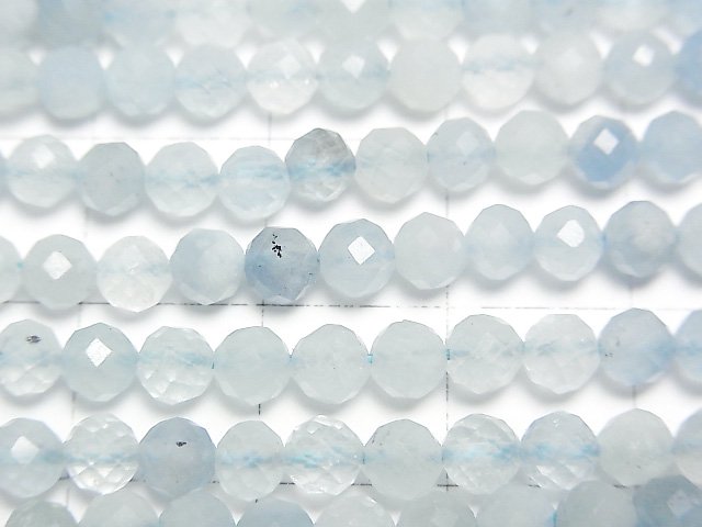 [Video]High Quality! Aquamarine AA++ Faceted Round 4mm 1strand beads (aprx.15inch/37cm)