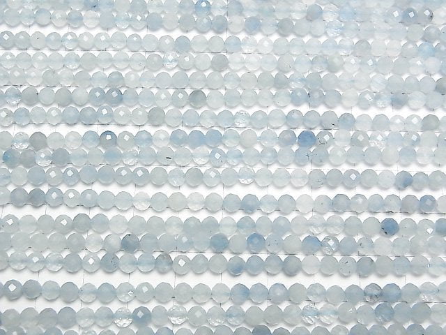 [Video]High Quality! Aquamarine AA++ Faceted Round 4mm 1strand beads (aprx.15inch/37cm)