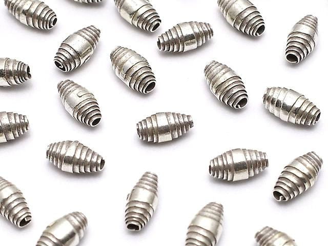 Karen Silver Patterned Rondelle 6x3x3mm Oxidized Finish 5pcs