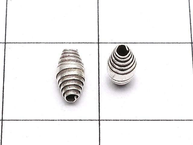 Karen Silver Patterned Rondelle 6x3x3mm Oxidized Finish 5pcs