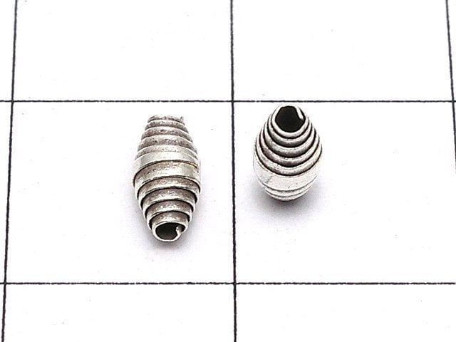 Karen Silver Patterned Roundel 6x3x3mm Oxidized Finish 5pcs