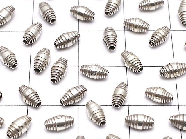 Karen Silver Patterned Roundel 6x3x3mm Oxidized Finish 5pcs