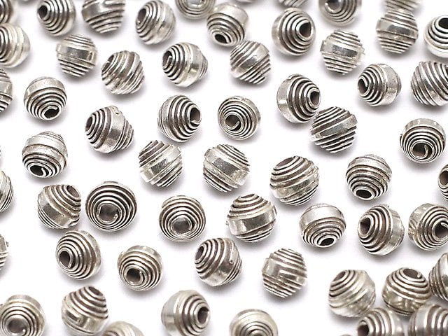 Karen Silver Patterned Roundel 3.5x4x4mm Oxidized Finish 5pcs